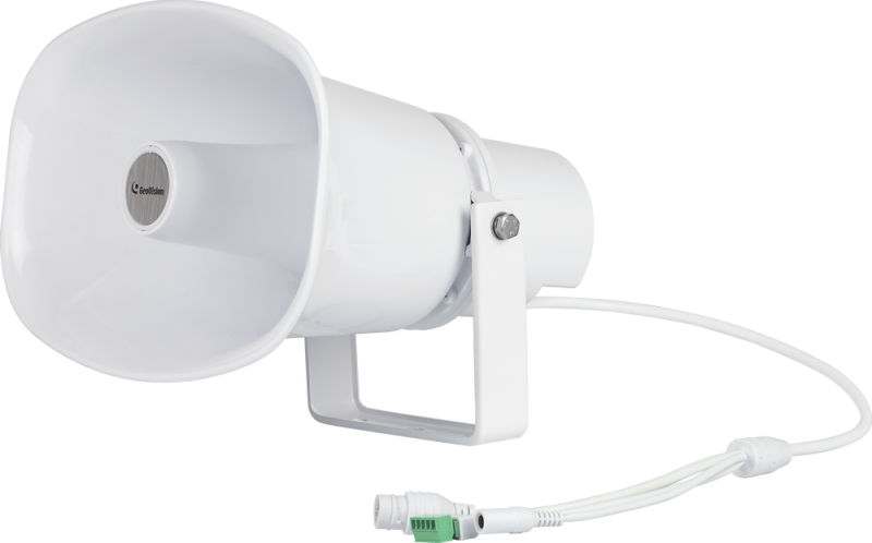 GeoVision hálózati kürt hangszóró, IP alapú, DC 24V / PoE , IP66, SIP és ONVIF kompatibilitás