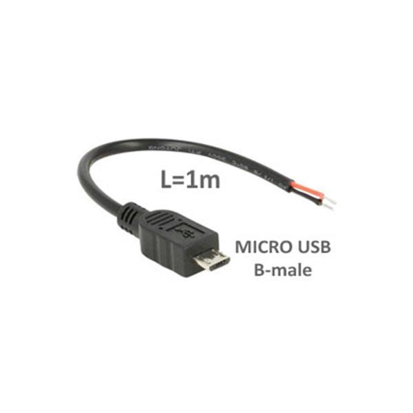 Videosec lengő Micro-USB csatlakozó dugó 1m 2 eres kábellel (nem adatkábel)
