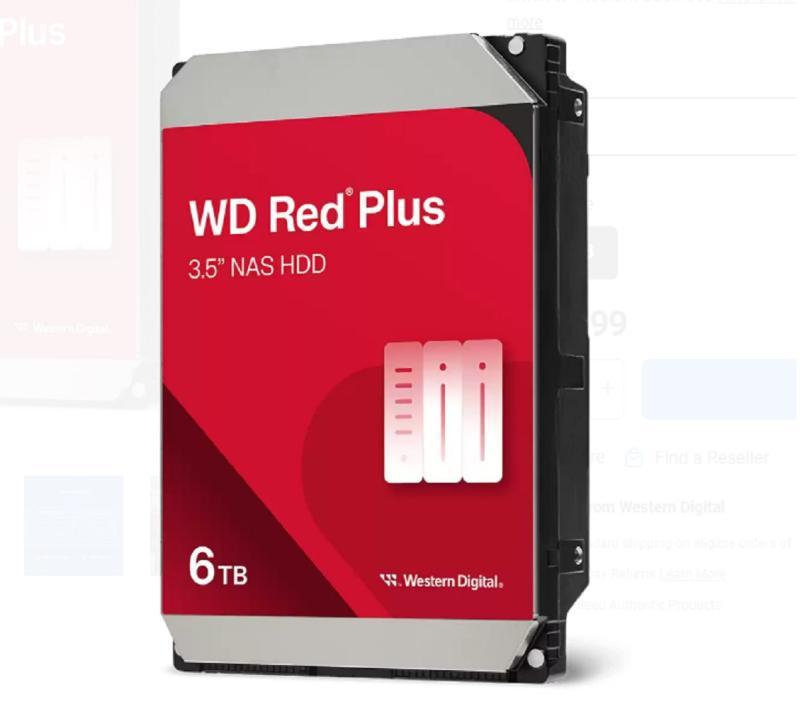 Western Digital Red PLUS merevlemez 3.5 HDD SATA3 6TB 5400rpm 256MB cache, NAS, RAID