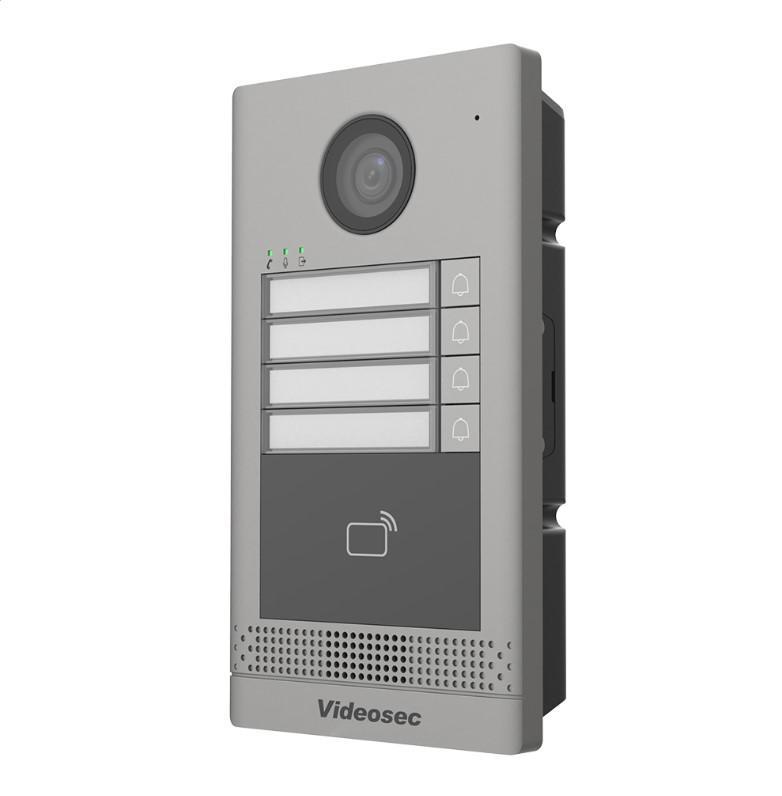 Videosec 4 lakásos IP Kaputelefon kültéri egység, 2MP, LAN, WiFi, felületre szerelhető