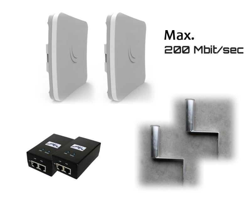 MikroTik mikrohullámú összeköttetés 200 Mbit/sec, pont-pont szett