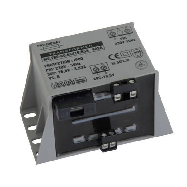 Makrai transzformátor 230V/16,5V, 60VA, 3,63A