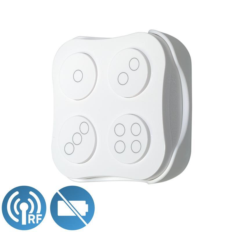 Videosec Tuya Zigbee kompatibilis 4 csatornás kinetikus nyomógomb beépített RF adóval