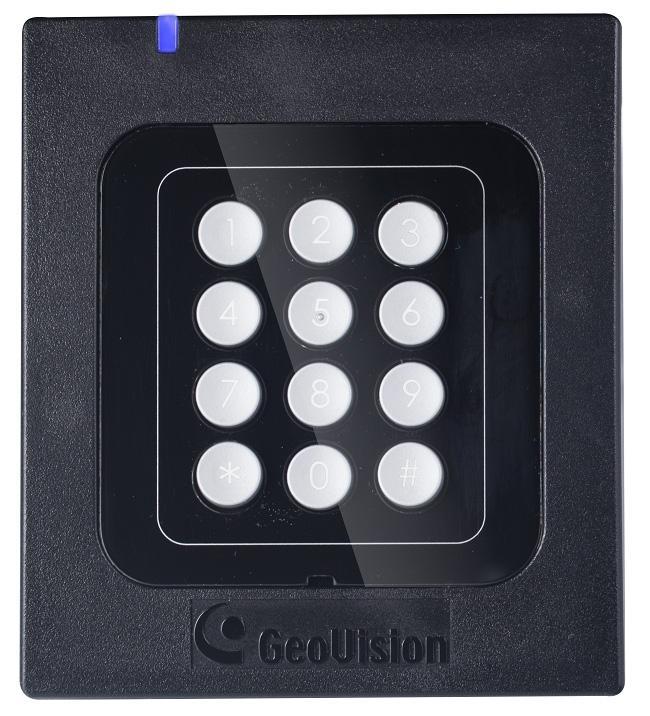 GeoVision proxymity kültéri olvasó, kódzárral, beépített buzzer, Led állapotkijelzés, 13,56 MHz (Mifare) működési frekvenciákkal