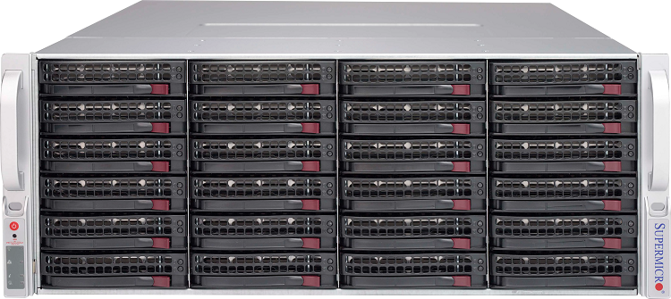 Professzionális 24Bay Hotswap Supermicro Szerver, 4U, Xeon, 16GB ECC RAM, Intel 240 SSD