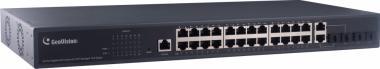 GeoVision 24+4 port Gigabit PoE switch,4 port Gigabit SFP + 2 kombó uplink port, Web Management