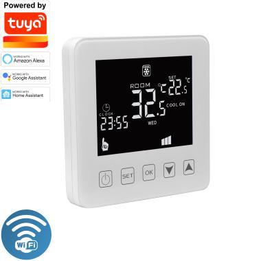 Videosec digitális termosztát kristályüveg előlappal, fehér, WiFi