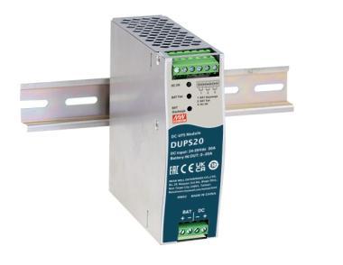 MeanWell DUPS20 - szünetmentes DC-UPS modul, 24V 20A, DIN-sínre szerelhető