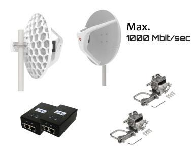 MikroTik mikrohullámú összeköttetés 1000 Mbit/sec, pont-pont szett