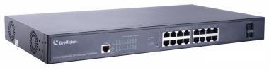 GeoVision 16+2 port Gigabit PoE switch,2 port Gigabit SFP uplink, Web Management, 802.3at