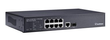 GeoVision 8+1 port PoE switch, 10/100, 1x Gb kombo Uplink port, 802.3at, 130W