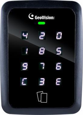 GeoVision 13.56 MHz Wiegand és RS-485 kódoló billentyűzet-olvasó, számbillentyűi véletlenszerű sorrendben jelennek meg