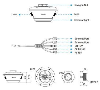 Milesight 2x 3,0 Mpixel, 2x 2,8mm fix objektív, beltéri parkolást segítő dóm kamera, navigálás világítással