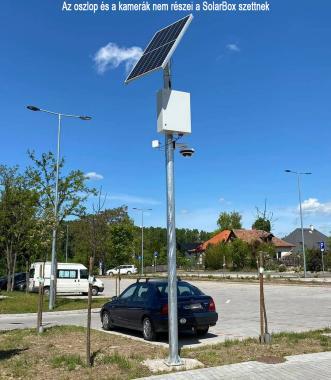 SolarBox univerzális szett, 4 kimenettel, kamerákhoz és mikrohullámú eszközökhöz, 12/24/48V, 16W fogyasztású napelemes sziget üzemű rendszer