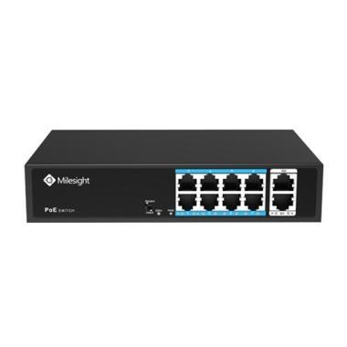 Milesight 8+2 port asztali PoE switch, 8x10/100Mbps PoE + 2x1000Mbps uplink port, max 120W