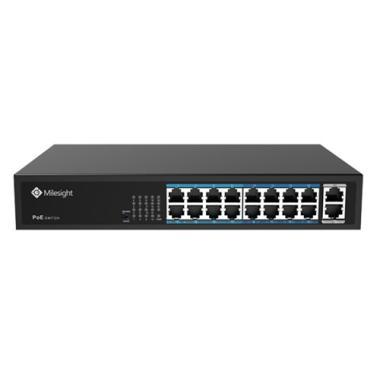 Milesight 16+2 port asztali PoE switch, 16x10/100Mbps PoE + 2x1000Mbps uplink port, max 200W