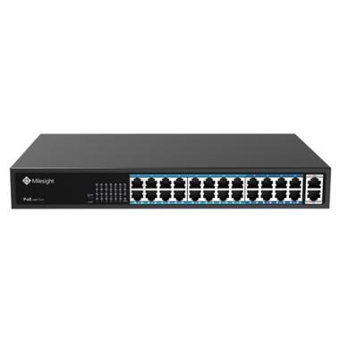 Milesight 24+2 port asztali PoE switch, 24x10/100Mbps PoE + 2x1000Mbps uplink port, max 400W
