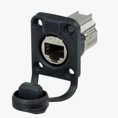 Neutrik EtherCON előlapba szerelhető Cat6A csatlakozó aljzat, IP65 védettség