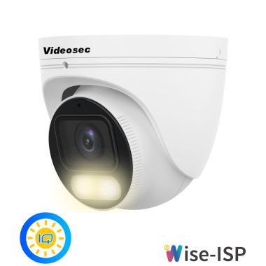 Videosec 4 MP Ultra Starlight SMART IP dóm kam. (fix 2.8 mm), mikr. 30m Fehér LED, Wise-ISP
