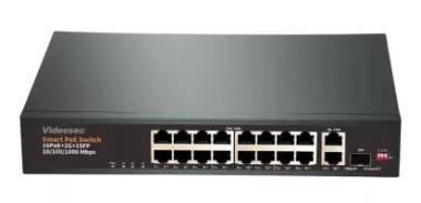 Videosec 16+2 port asztaliPoe switch + 1+1 Ethernet/SFP Uplink port max.250W