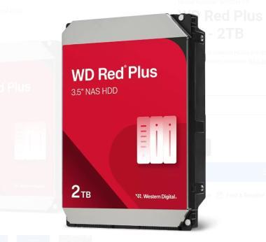 Western Digital Red PLUS merevlemez 3.5 HDD SATA3 2TB 5400rpm 64MB cache, NAS, RAID