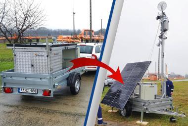 Autonóm napelemes szigetüzemű mobil kamera állomás, utánfutóval