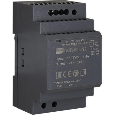 MeanWell DDR-60L-12 - DIN-sínre szerelhető DC/DC átalakító/konverter, 12V, 60W