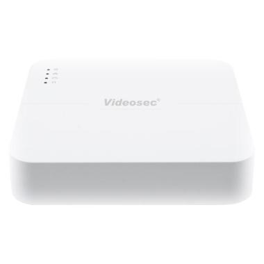 Videosec 4 csatornás PoE NVR, 1 Sata, 64/64Mbps, 8MP max, VCA