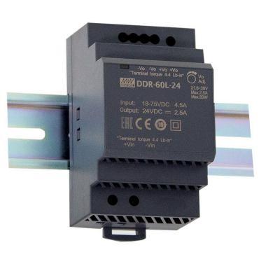 MeanWell DDR-60L-24 - DIN-sínre szerelhető DC/DC átalakító/konverter, 24V, 60W